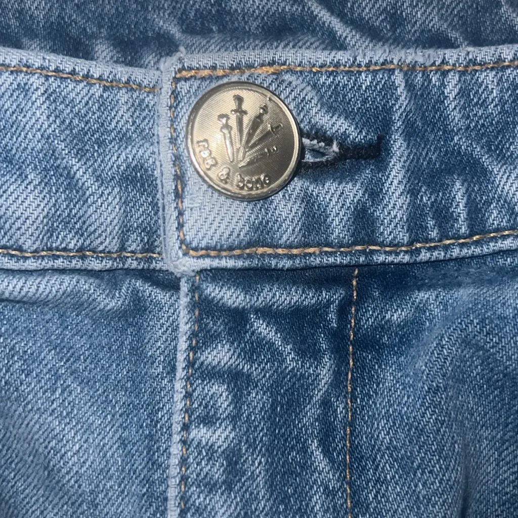 Rag & Bone Farrah Cigarette Skinny Ankle Raw Hem Medium Wash Denim Jeans 31 - Image 2