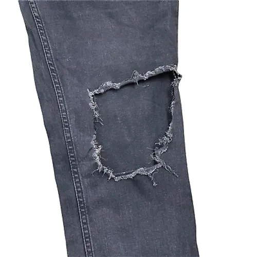 Free People‎ Jeans Womens Size 31X27 Black Distressed Denim Stretch Crop - Image 6