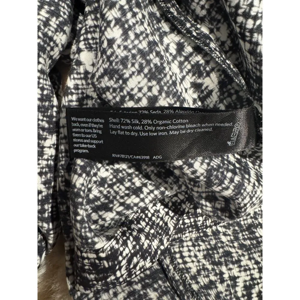 EILEEN FISHER Black Prism Print Boxy Funnel Neck Top –Size M – Silk Cotton Blend - Image 7