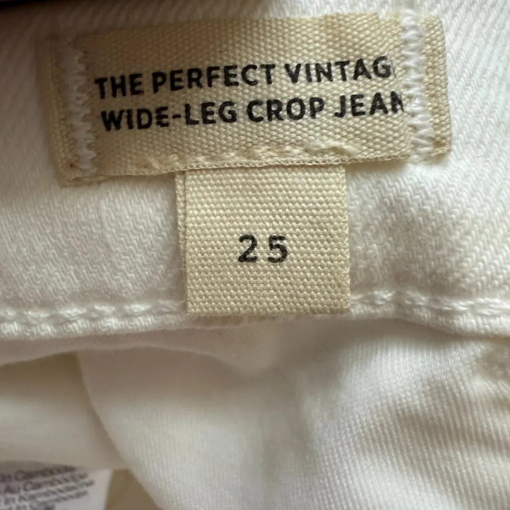 Madewell The Perfect Vintage Wide Leg Crop Jean Women's 25 White Denim Chic NWT - Image 14