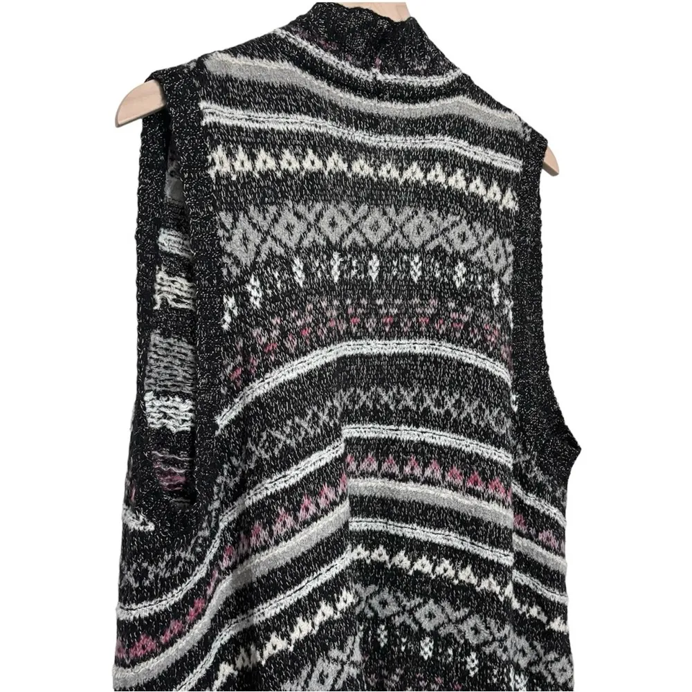 Women’s Eddie Bauer black pink stripe knit duster sweater vest size xl - Image 5