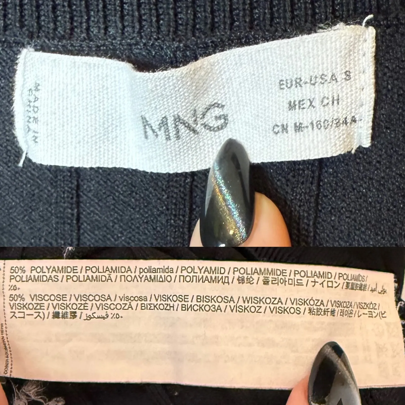 Mango Sweater Dress Small Mini Balloon Sleeve Black - Image 3