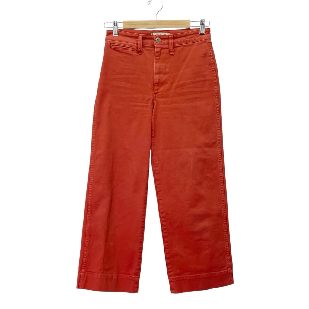 Madewell Slim Emmett Wide Leg Crop Pants Warm Nutmeg Rust Cotton Size 24 | 00 - Image 3