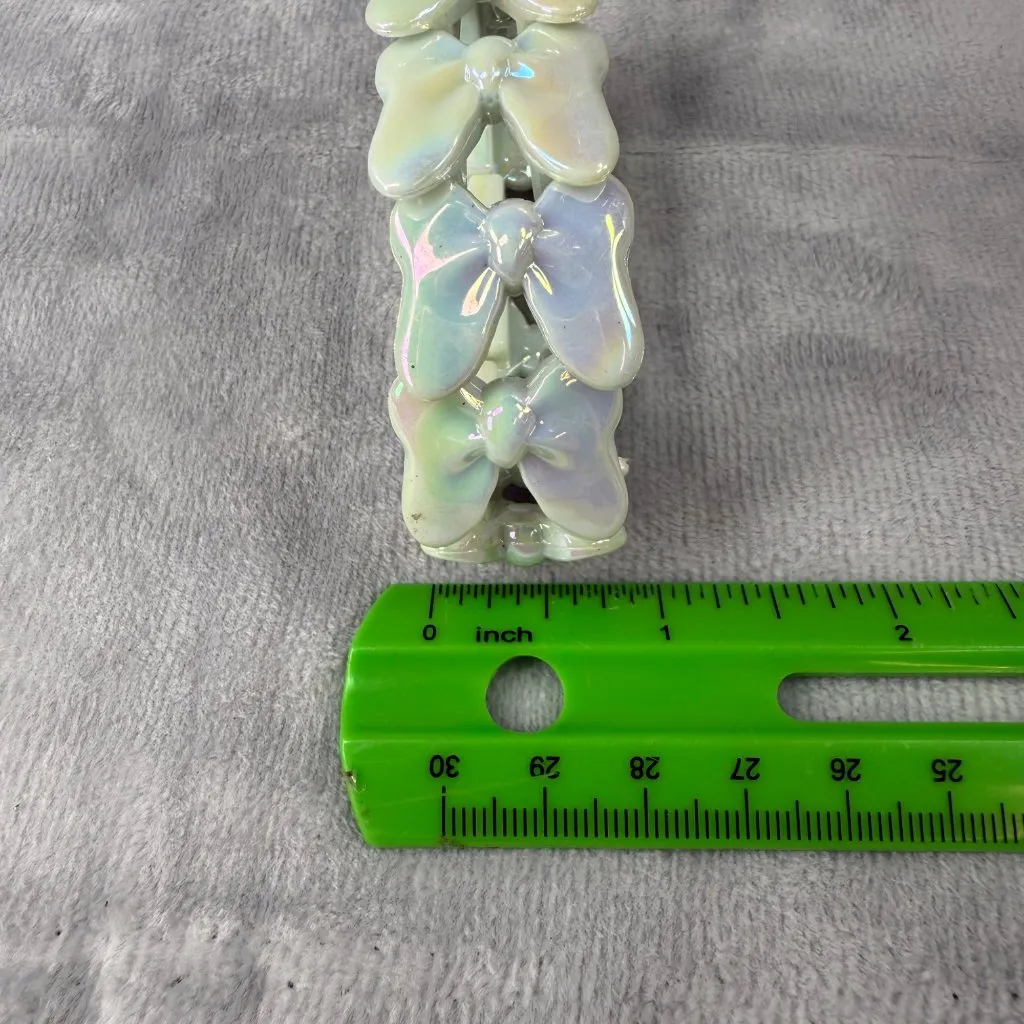 Butterfly Shape Beaded Bracelet Double Hole Beads Iridescent Stretch Adjustable - Image 7