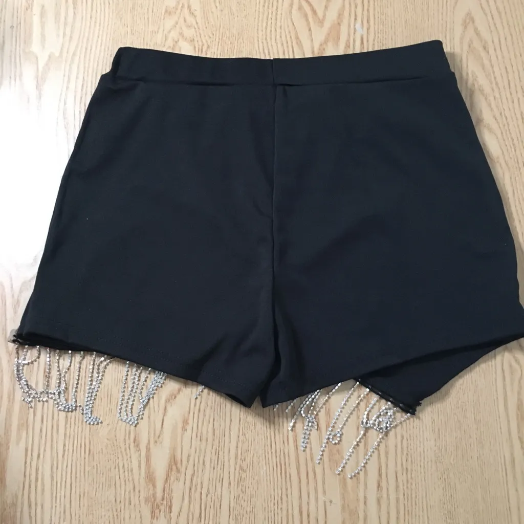 New Women’s Elegant Black Skort with Rhinestones Fringes Stretchy Size Small/Med - Image 5