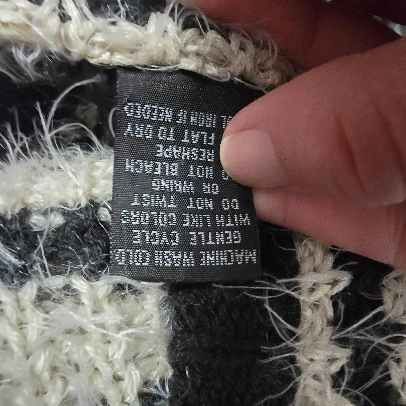 Daytrip Fuzzy Striped Cardigan Sweater Black Cream Long Sleeve M Emo Boho - Image 8