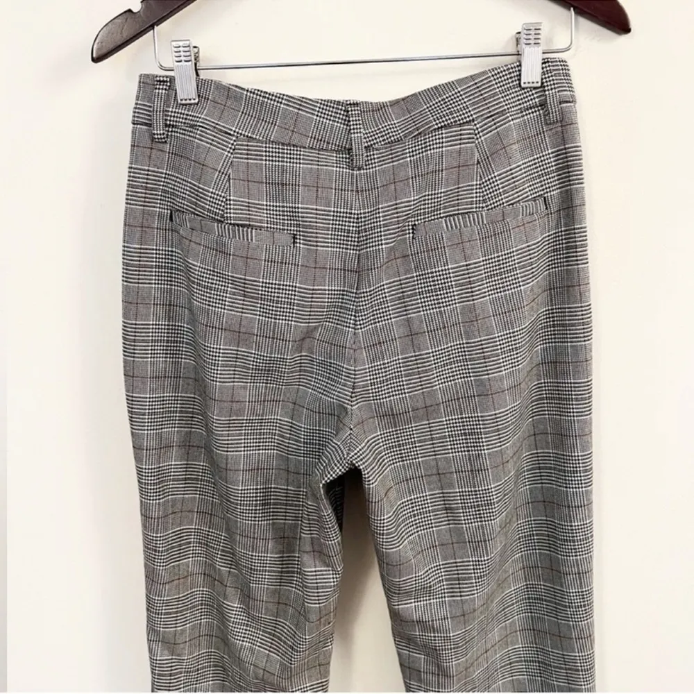 Zara Woman Plaid Dress Pants Cuffed Hem Size 4 Gray Faux Pockets Cropped Fit - Image 6