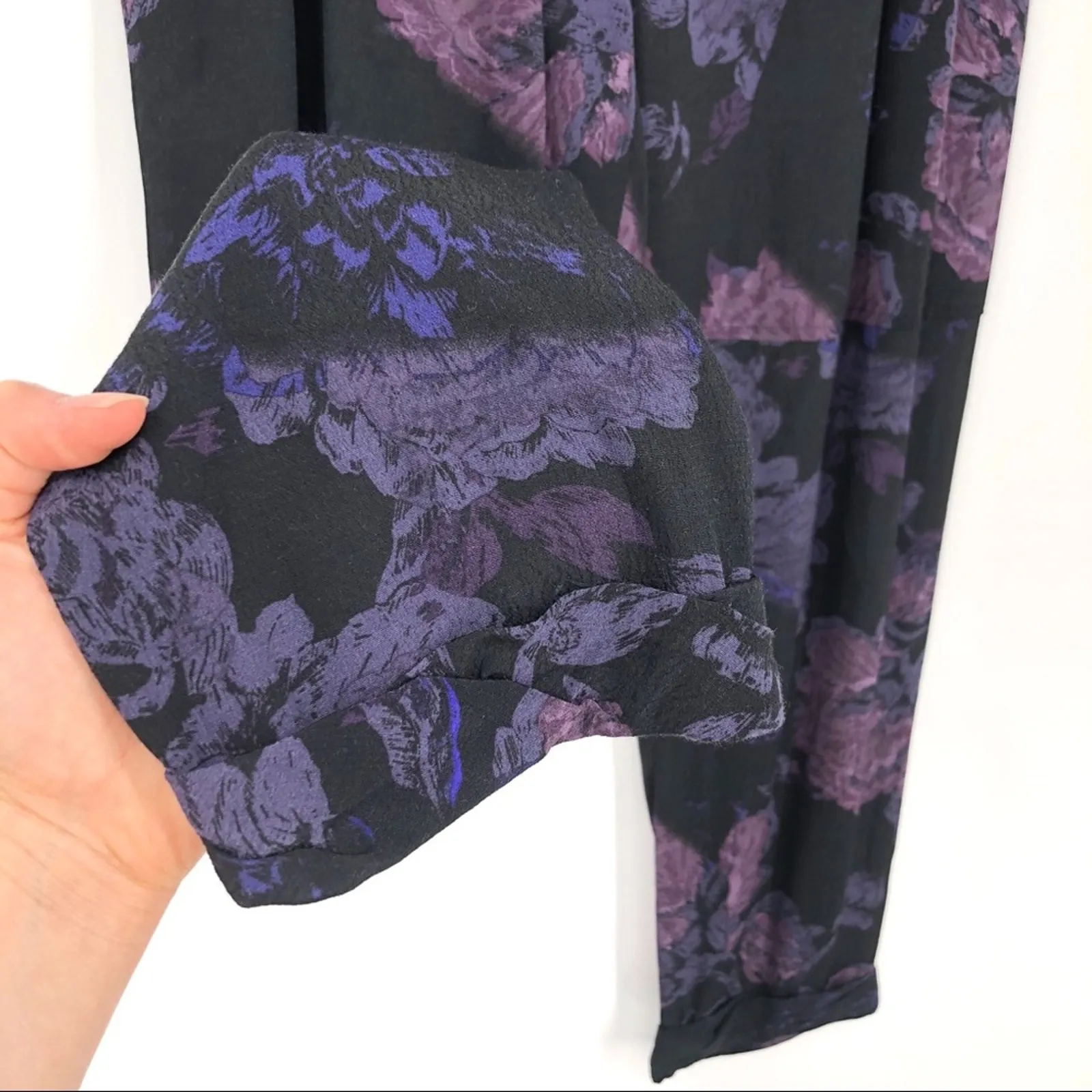 WILFRED Marais Floral Crop Pant Black Purple XS - Image 3