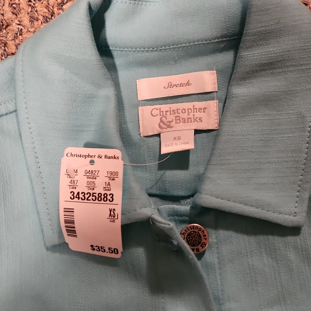 Christopher & Banks Aqua Button Front Blazer Jacket NWT SIZE XS - Image 2