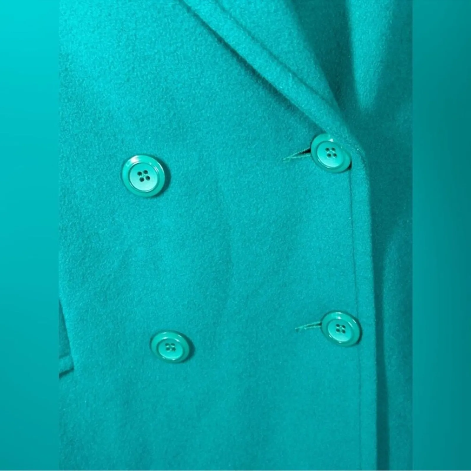 Vintage Mackintosh Wool Trench Coat Size 6 Teal Green Double Breasted Long Blue - Image 11
