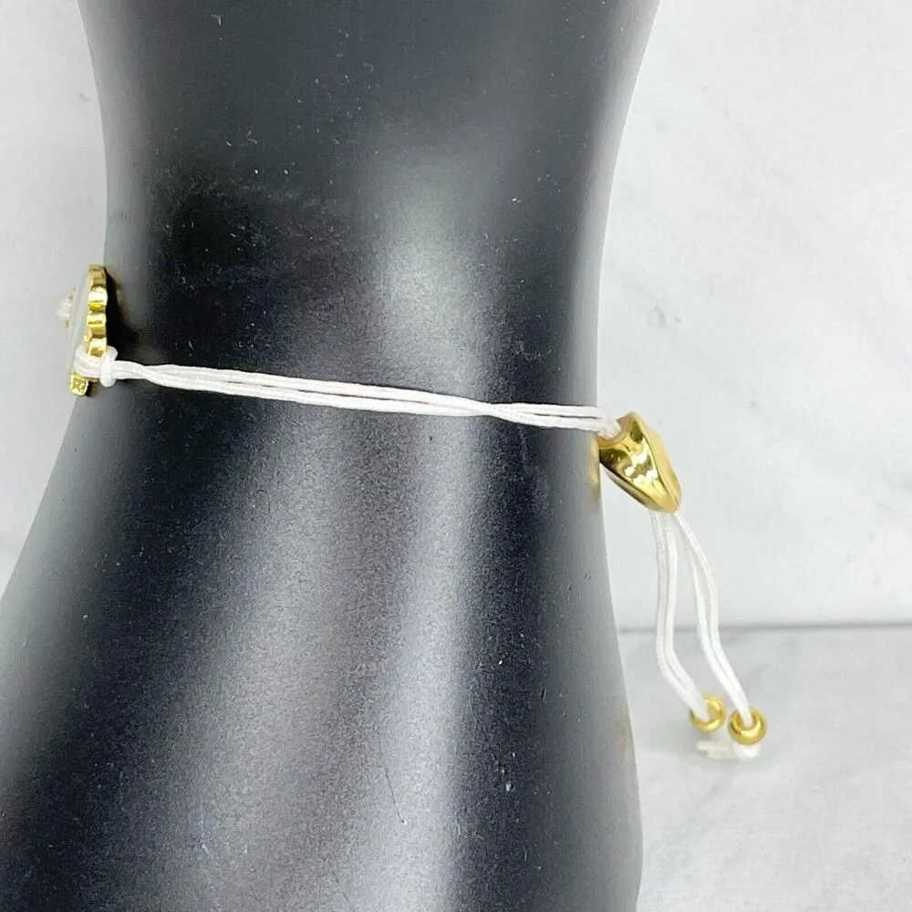 Seashell Charm Fortune Cookie Adjustable Slide Bracelet White - Image 2