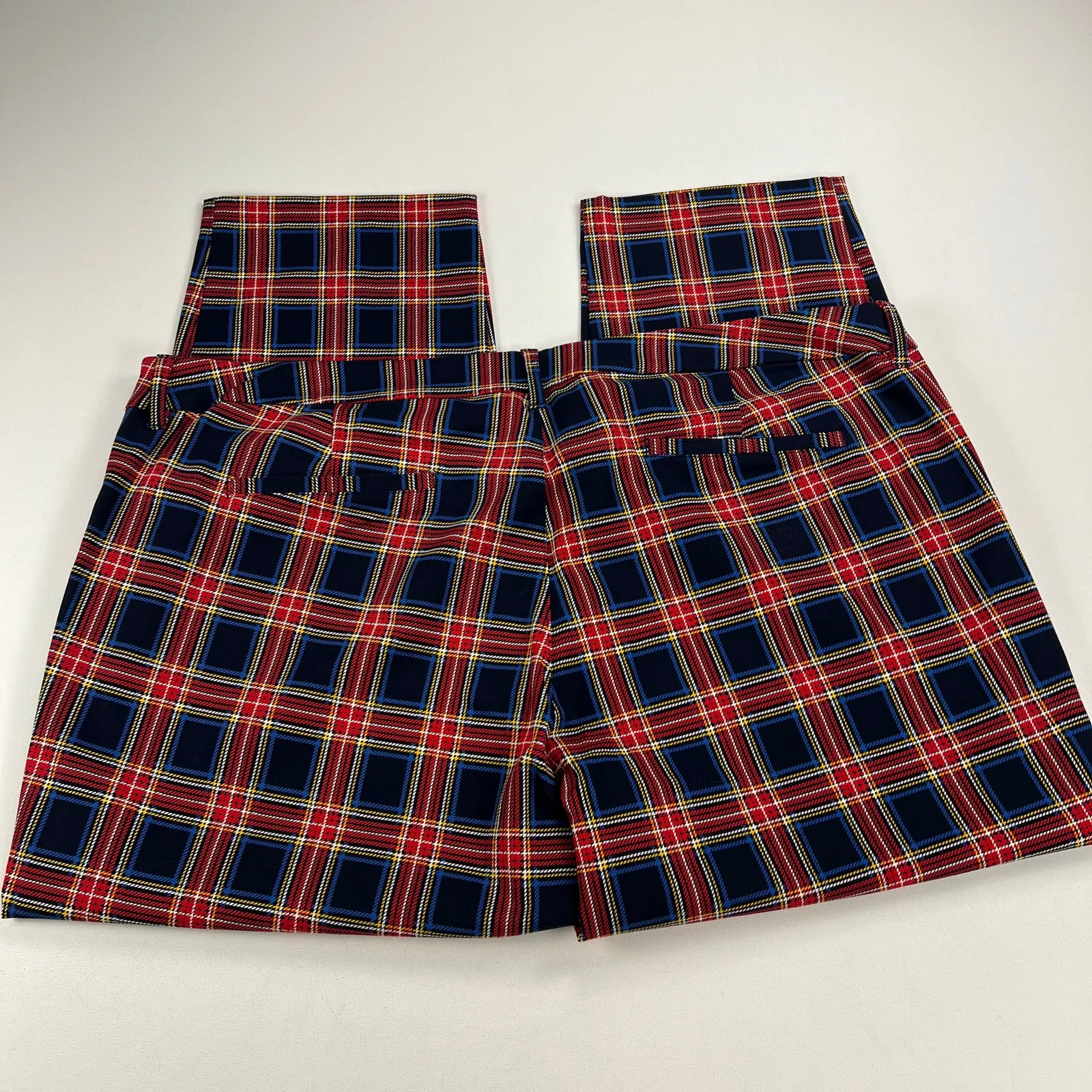 Old Navy Pixie High Rise Tartan Plaid Ankle Pants Red Navy NEW Size 26 Plus Blue - Image 8