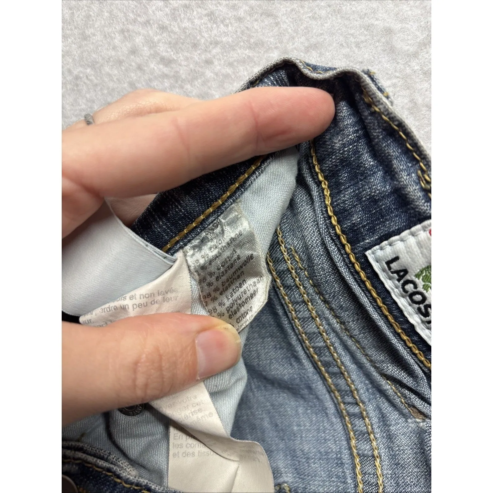 VTG Y2K Lacoste Womens Sz 38 90s 28x31 Bootcut Jeans *flaw - Image 3