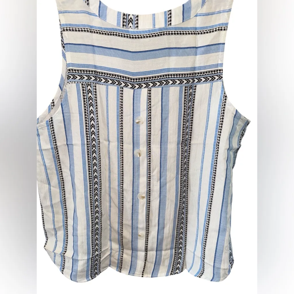 Mine by Anthropology Blue, black and White Striped Tank Top Size L - Image 2