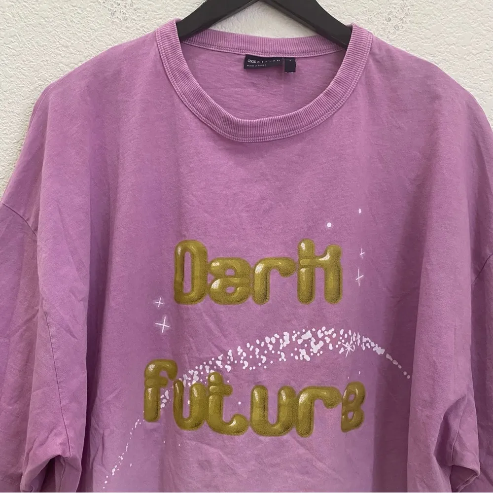 ASOS Design Purple Ombré Dark Future Cropped Tee Cut-Off T Shirt Size L - Image 4