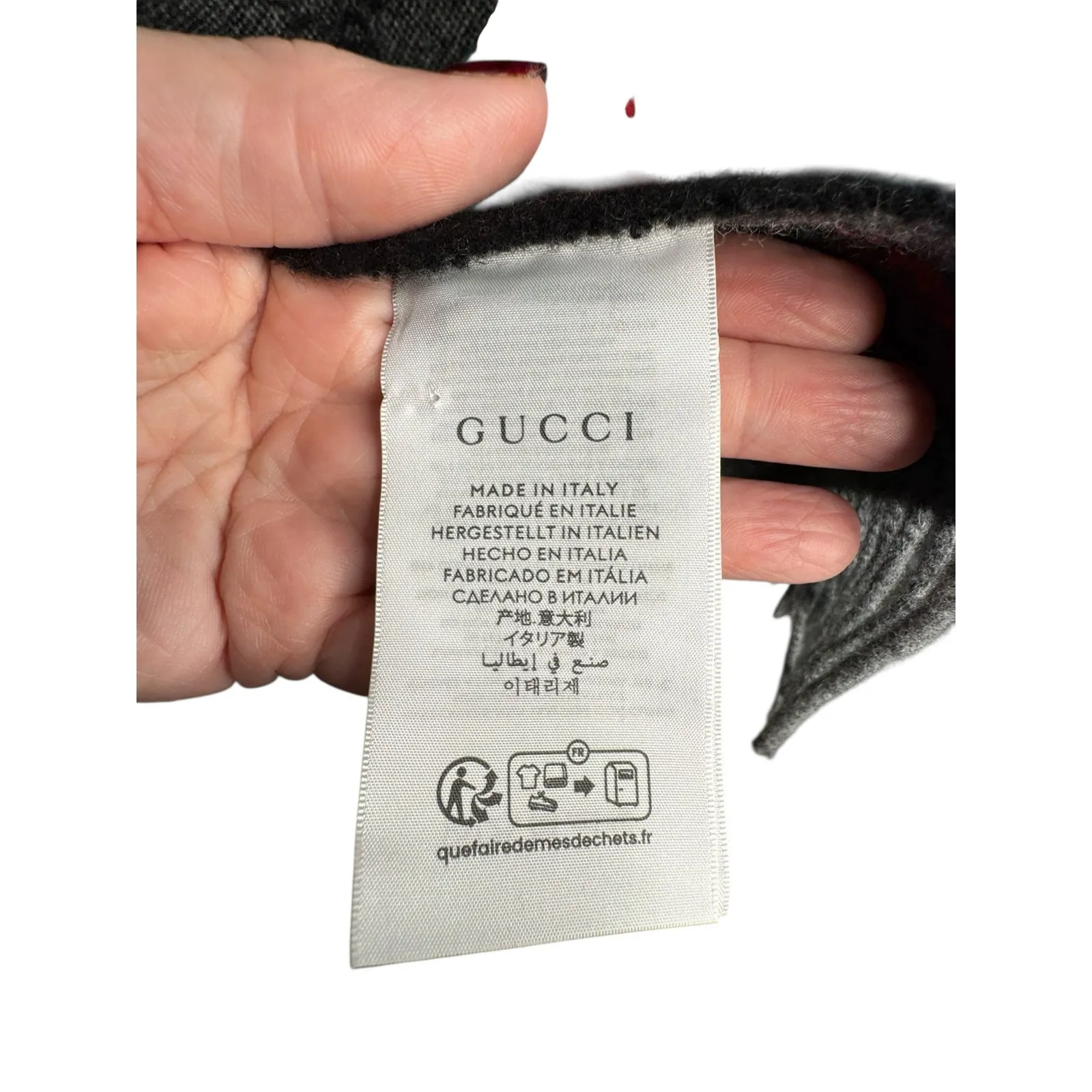 Gucci NWT Nikky Wool GG Monogram Web Stripe Scarf in Grey - Image 5