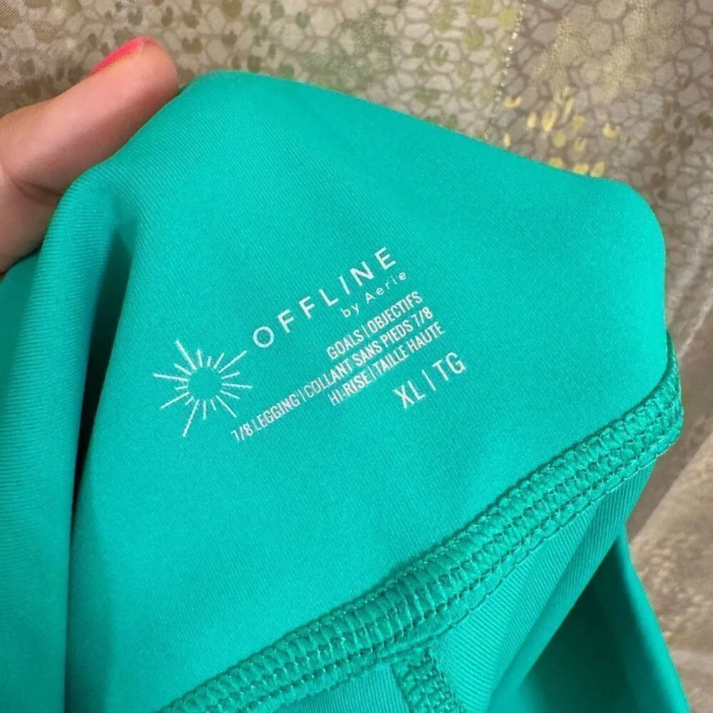 Aerie OFFLINE Goals Logo Leggings Aqua Green XL - Image 6