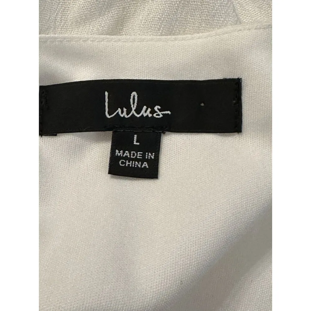 Lulus Sweeten the Occasion White Lace Short Sleeve Maxi Dress for Bride Sz L - Image 5