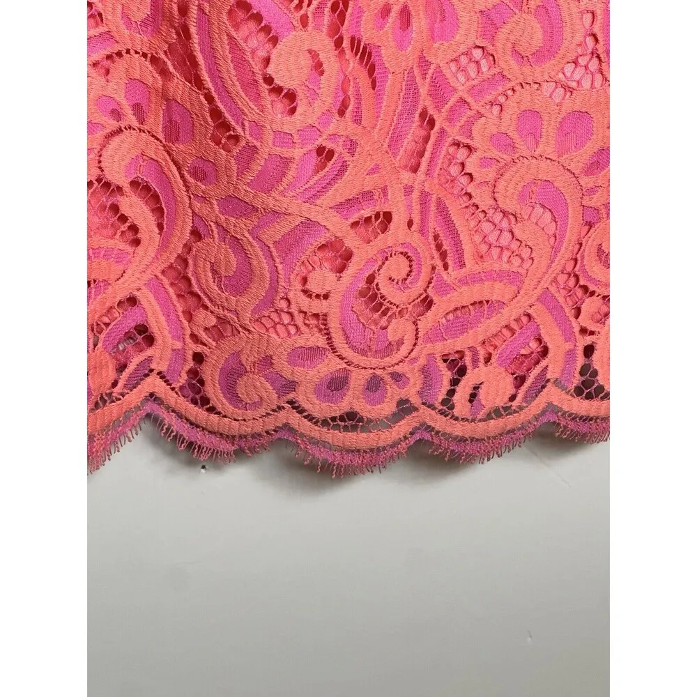 Rosaline Dress Size 4 Lace Lined  Cap Sleeve Pink And Orange - Image 3