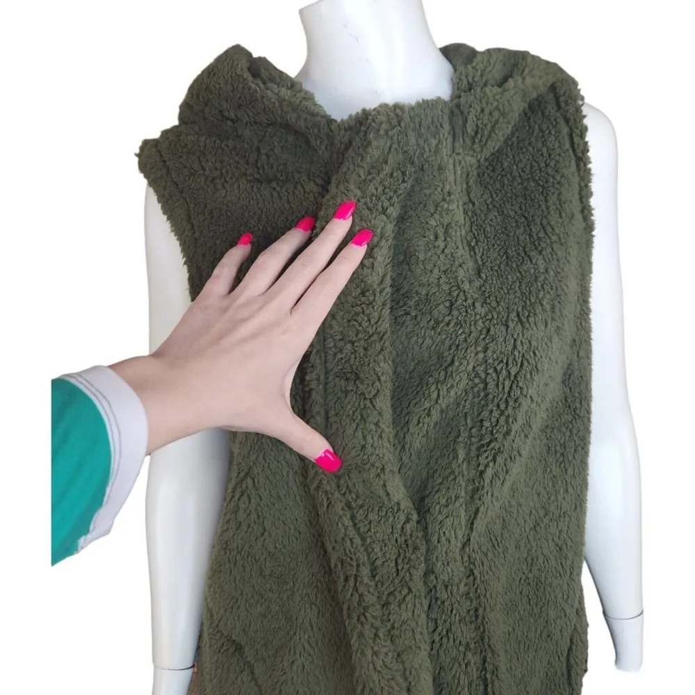 Koolaburra by UGG Brushed Back Sherpa Cozy Vest Olive Night XL Sleeveless Hooded - Image 2