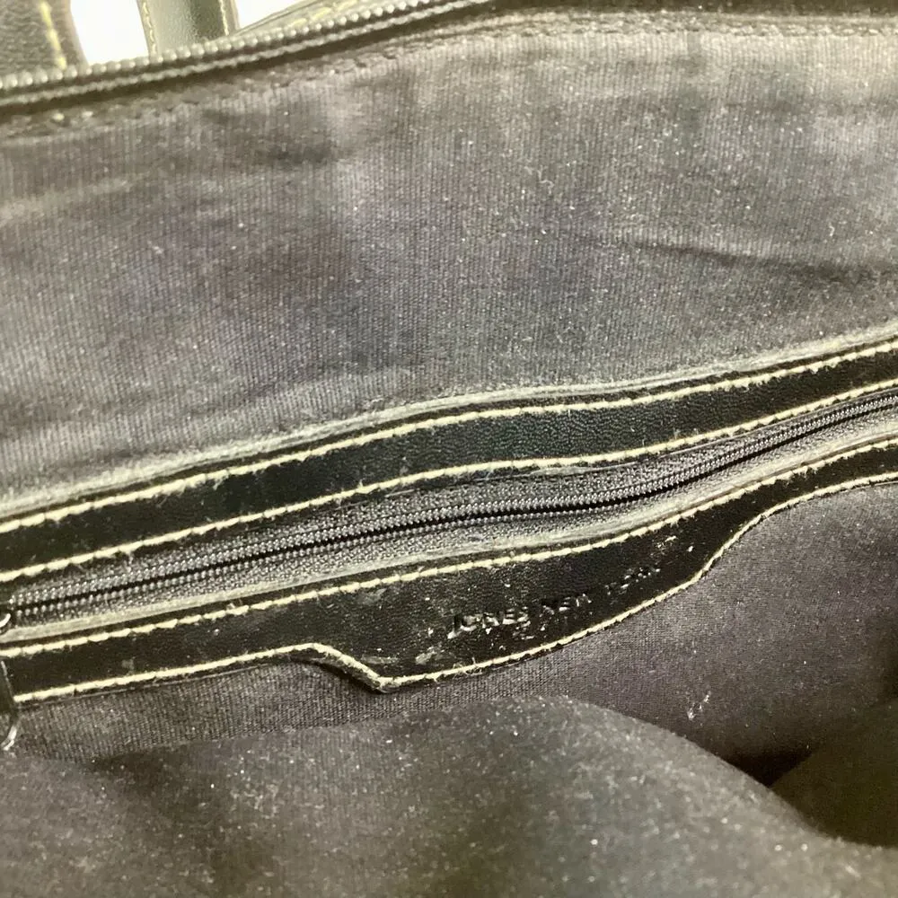 Jones New York Black Woven Satchel Handbag Purse - Image 8