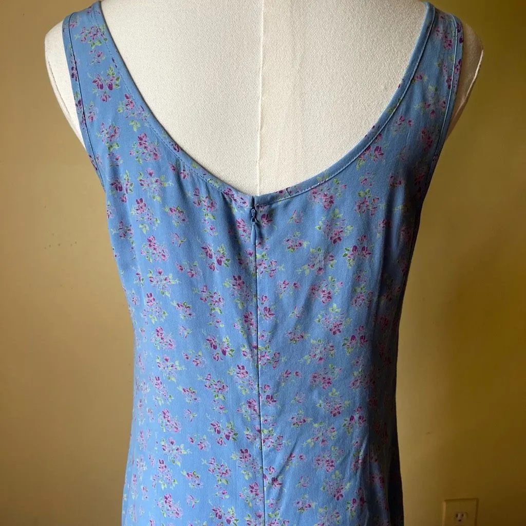 Vintage 90s‎ GAP Floral Slip Dress Blue Lavender Trim Y2K Coquette Small - Image 6