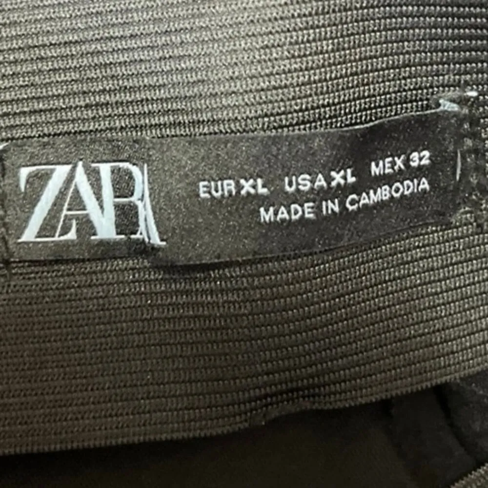 Zara Black High Waist Stretch Career Office Ankle Chino Pants Trousers Sz XL - Image 4