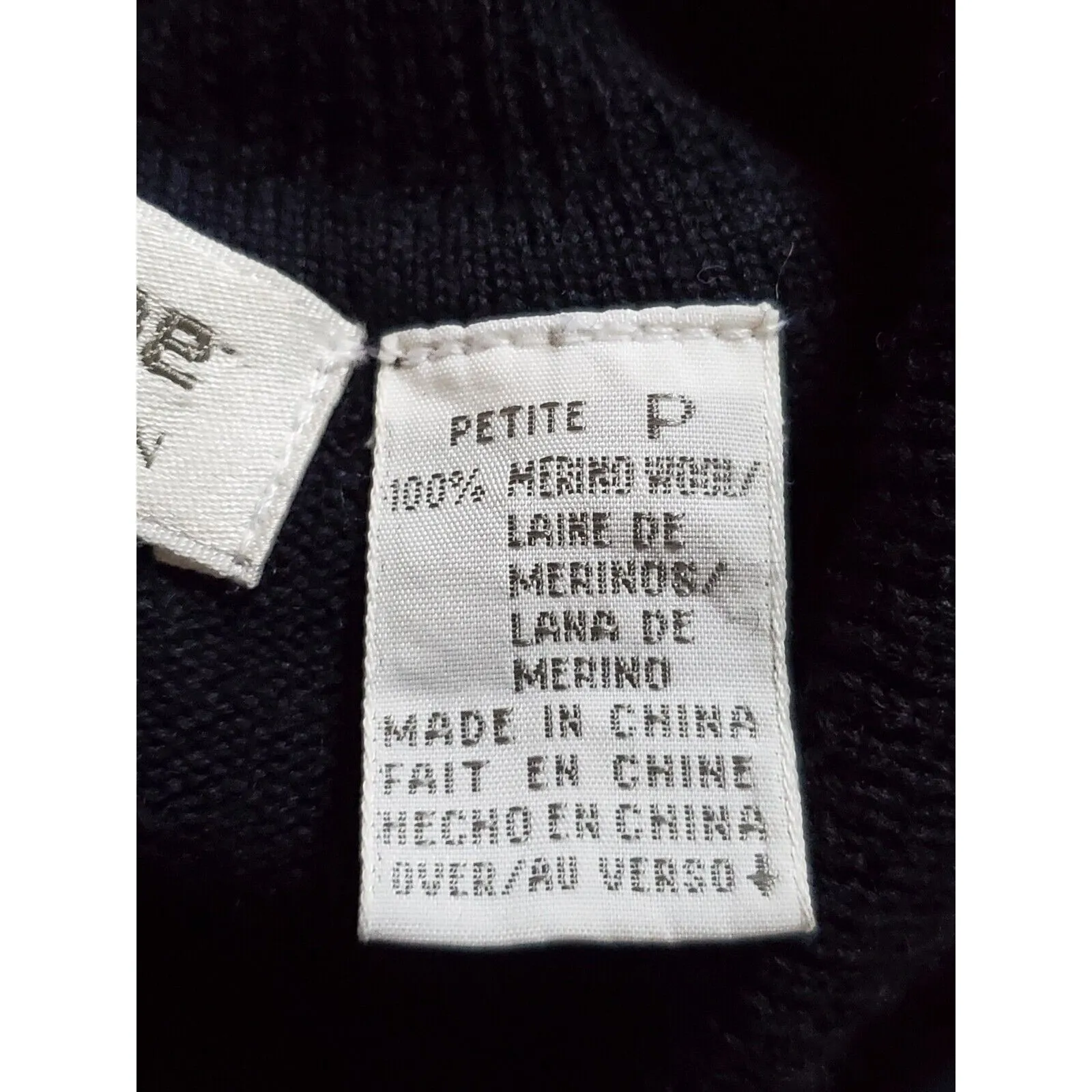 VTG Liz Claiborne Sweater Women Small Petite Knit Pullover Turtleneck Wool Navy - Image 5