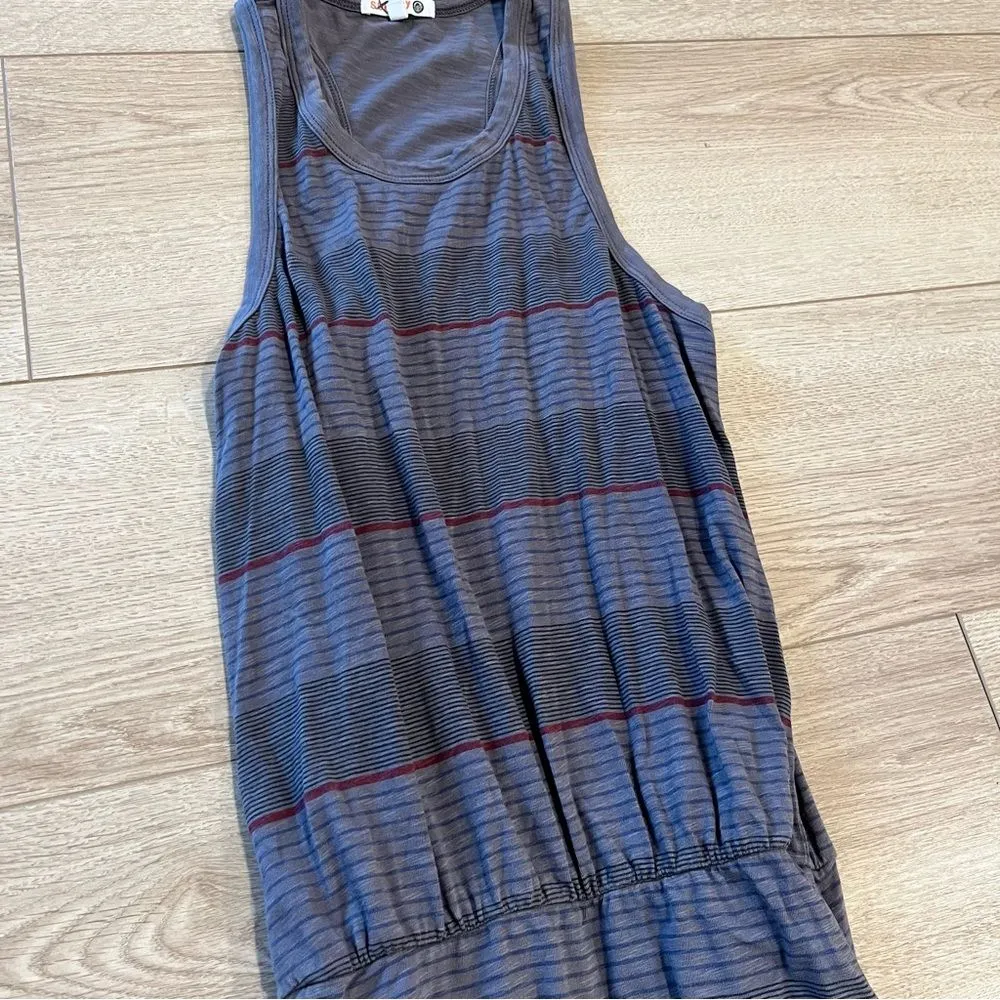 Sundry Gray Navy Red Ruched Striped Sleeveless Dress Bodycon Size 0/XS - Image 2