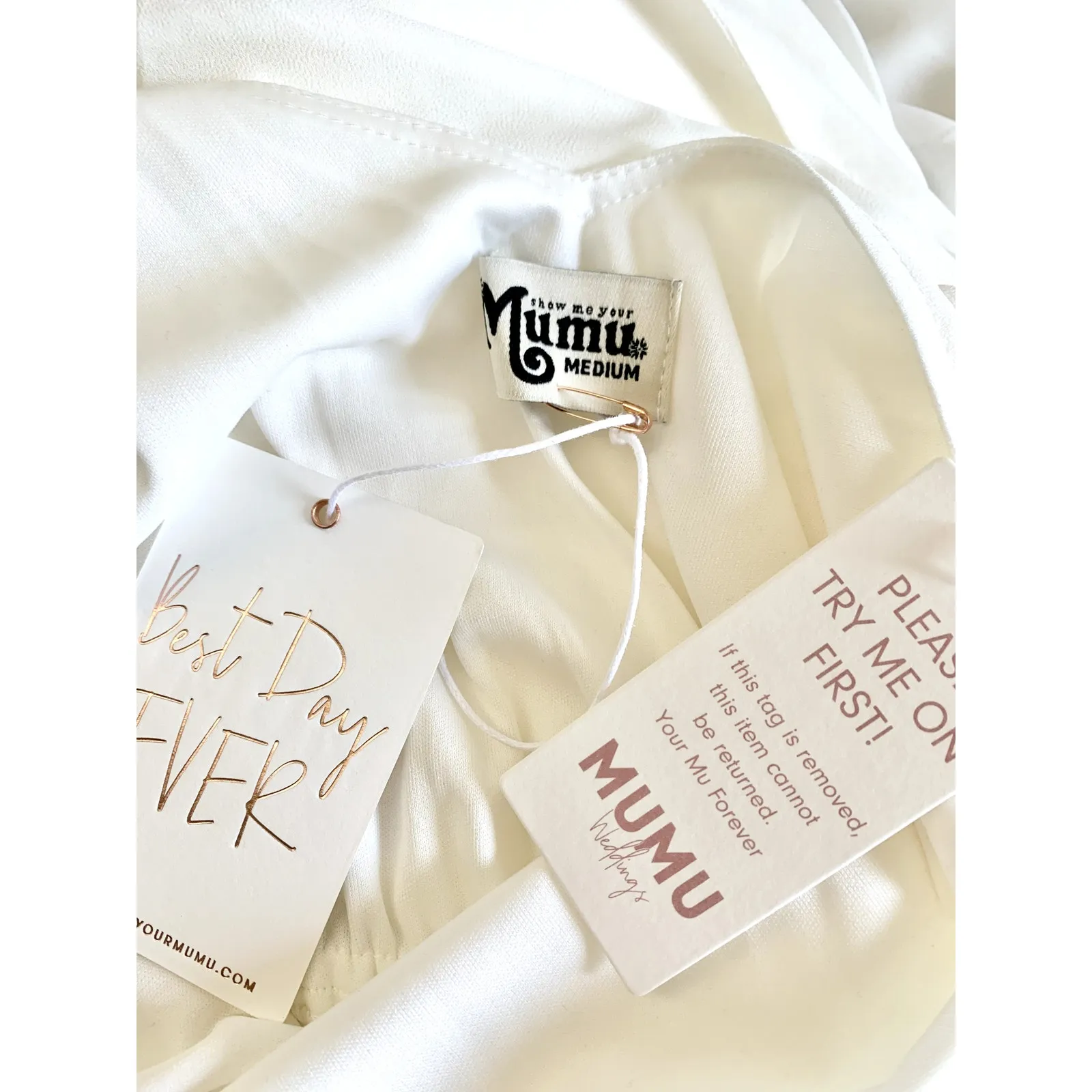 Show Me Your Mumu Kendall Maxi Bridal Dress Wedding Cake Chiffon M NWT - Image 4