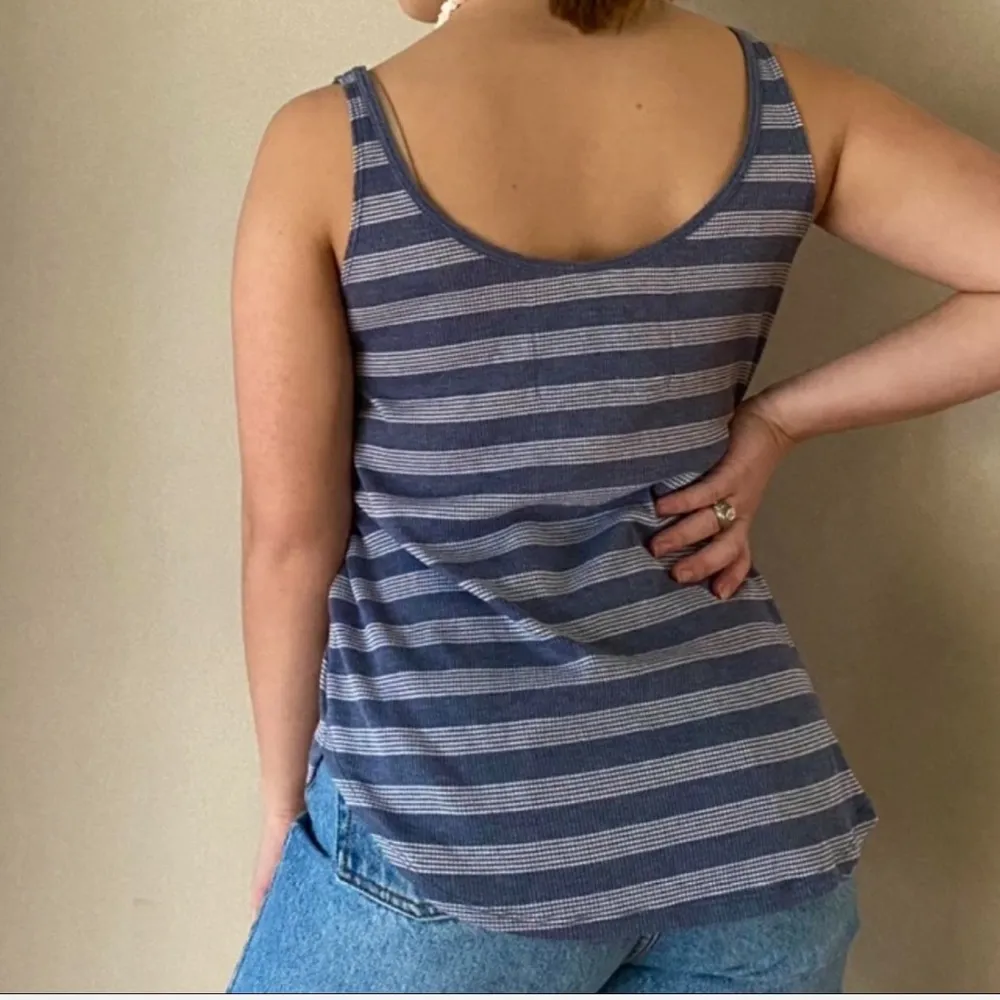 Abercrombie and Fitch blue striped lace up top - Image 3