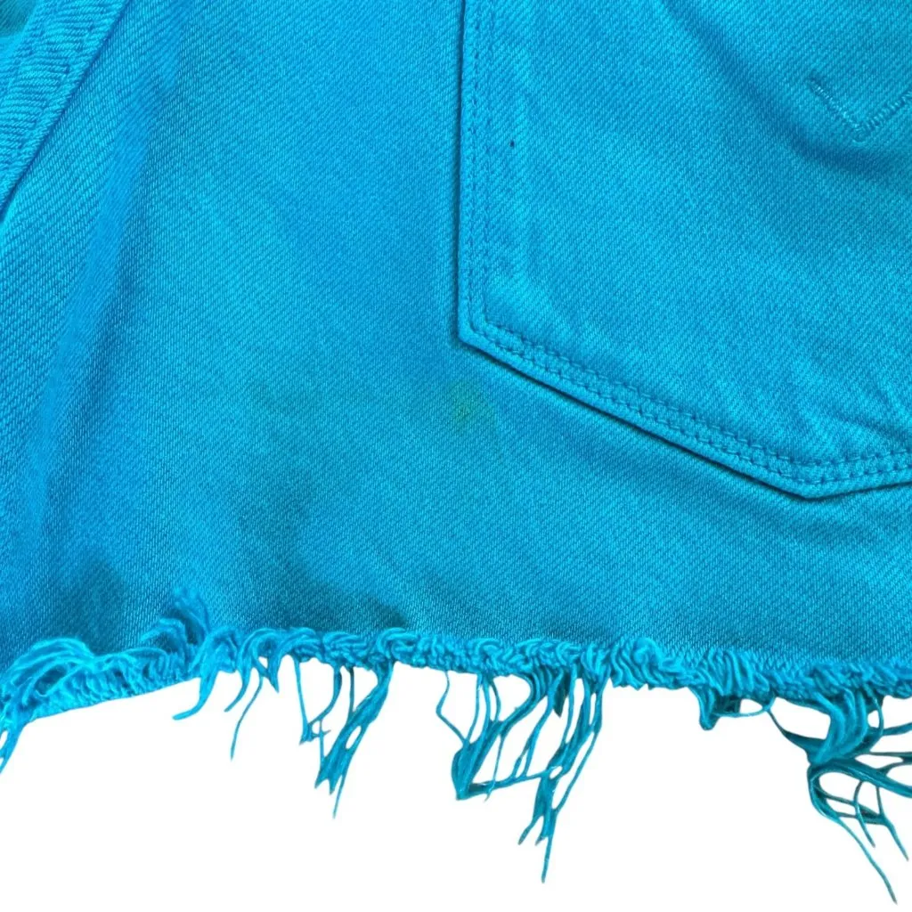 Hudson Turquoise Blue Gemma Cut-Off Jean Shorts Size 26 - Image 3