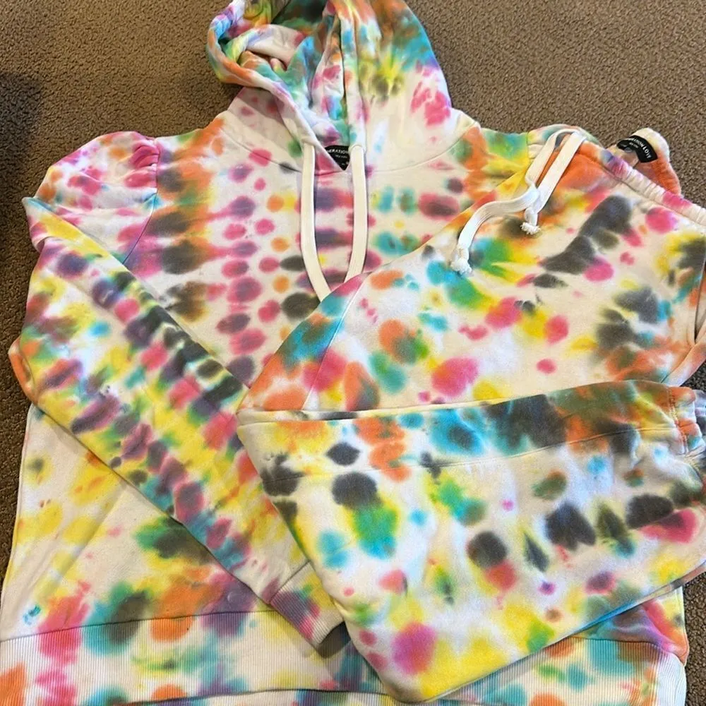 GENERATION LOVE Women’s Multicolor Puff Sleeve Sweatshirt & Joggers Set Size XL - Image 1