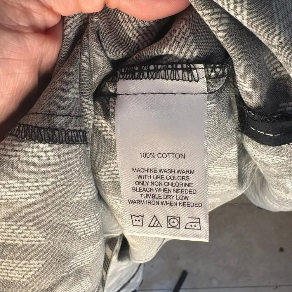 Foxcroft Black White Long Sleeve Button Down Collar Shirt Wrinkle Free 12 Fitted - Image 5