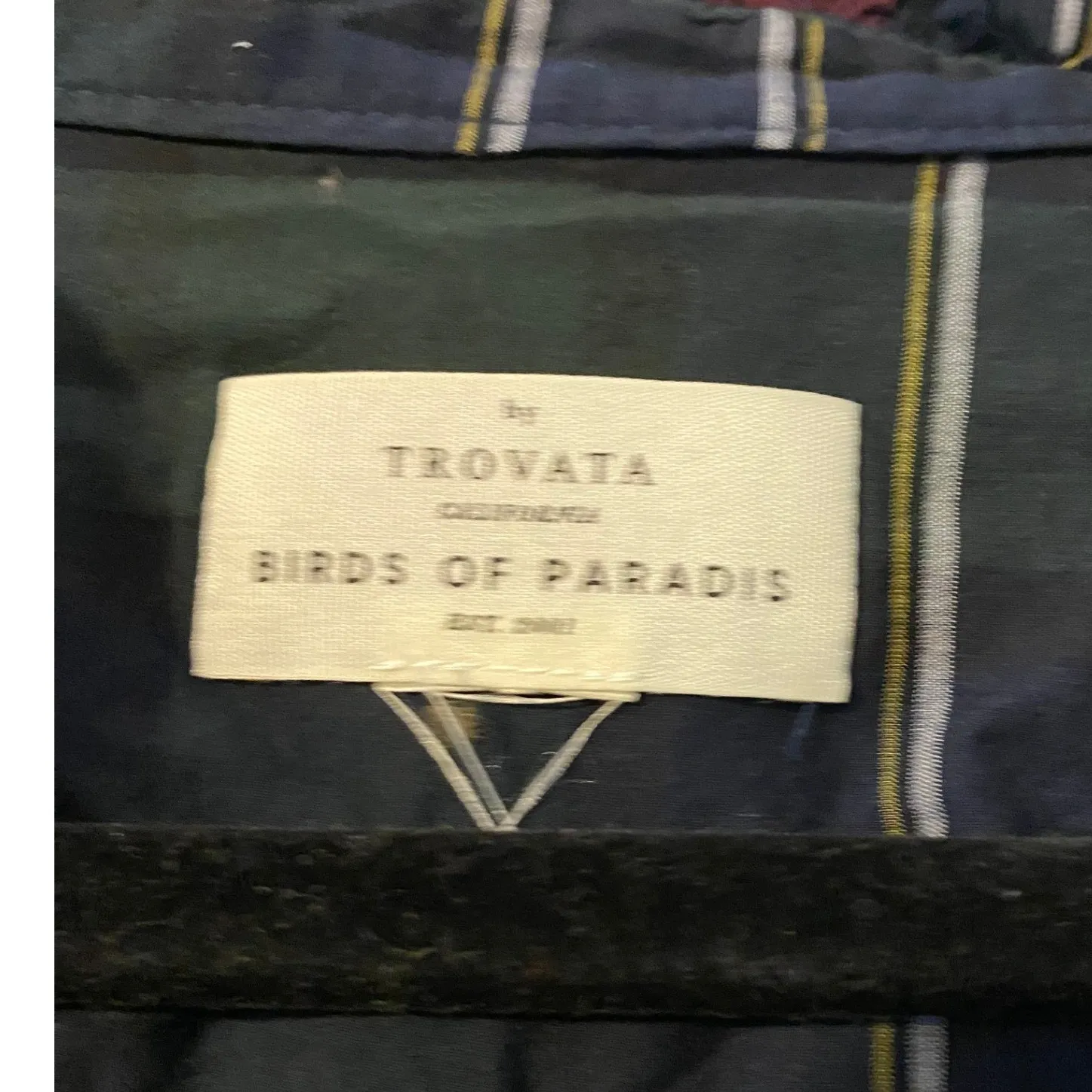 Trovata Birds of Paradise Plaid Red Ruffle Shirt Medium Work Heritage Designer - Image 5