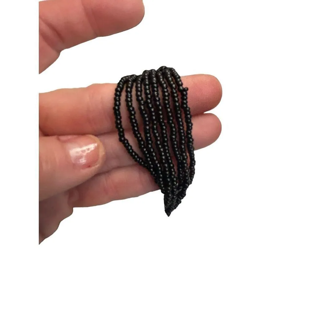 Multi layered mini black beaded necklace Black - Image 8