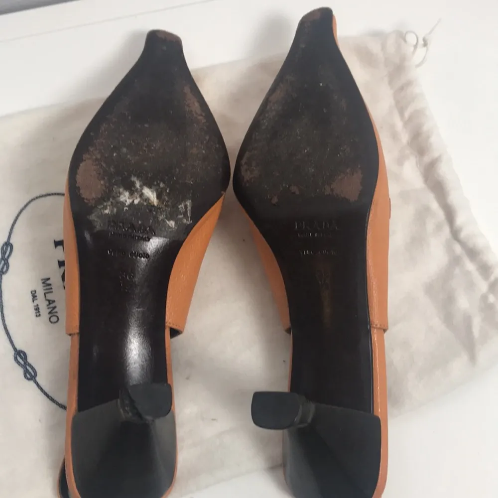 slingback kitten heels, light orange 36 1/2/ US Size 6 - Image 5