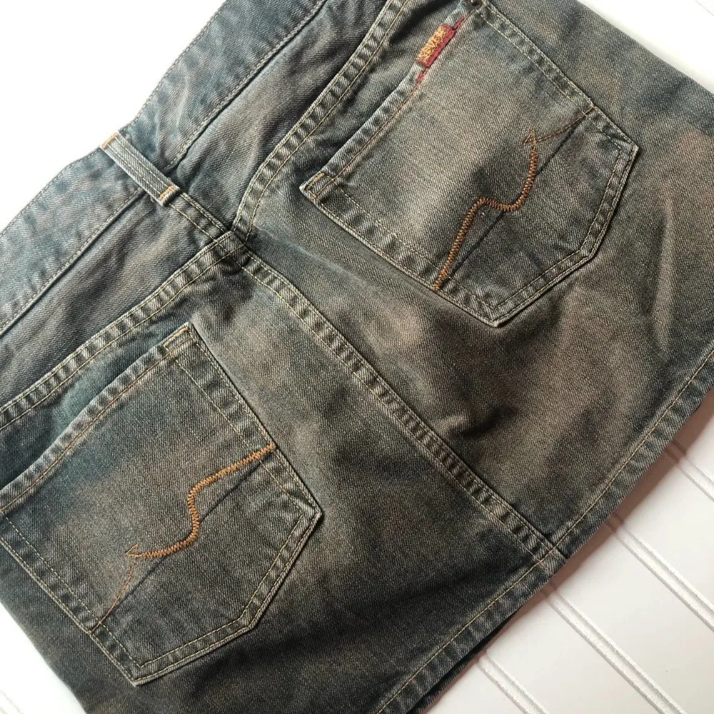 7 for All Mankind Denim Jean Mini Skirt Size 28 Blue Gray Acid Wash - Image 12