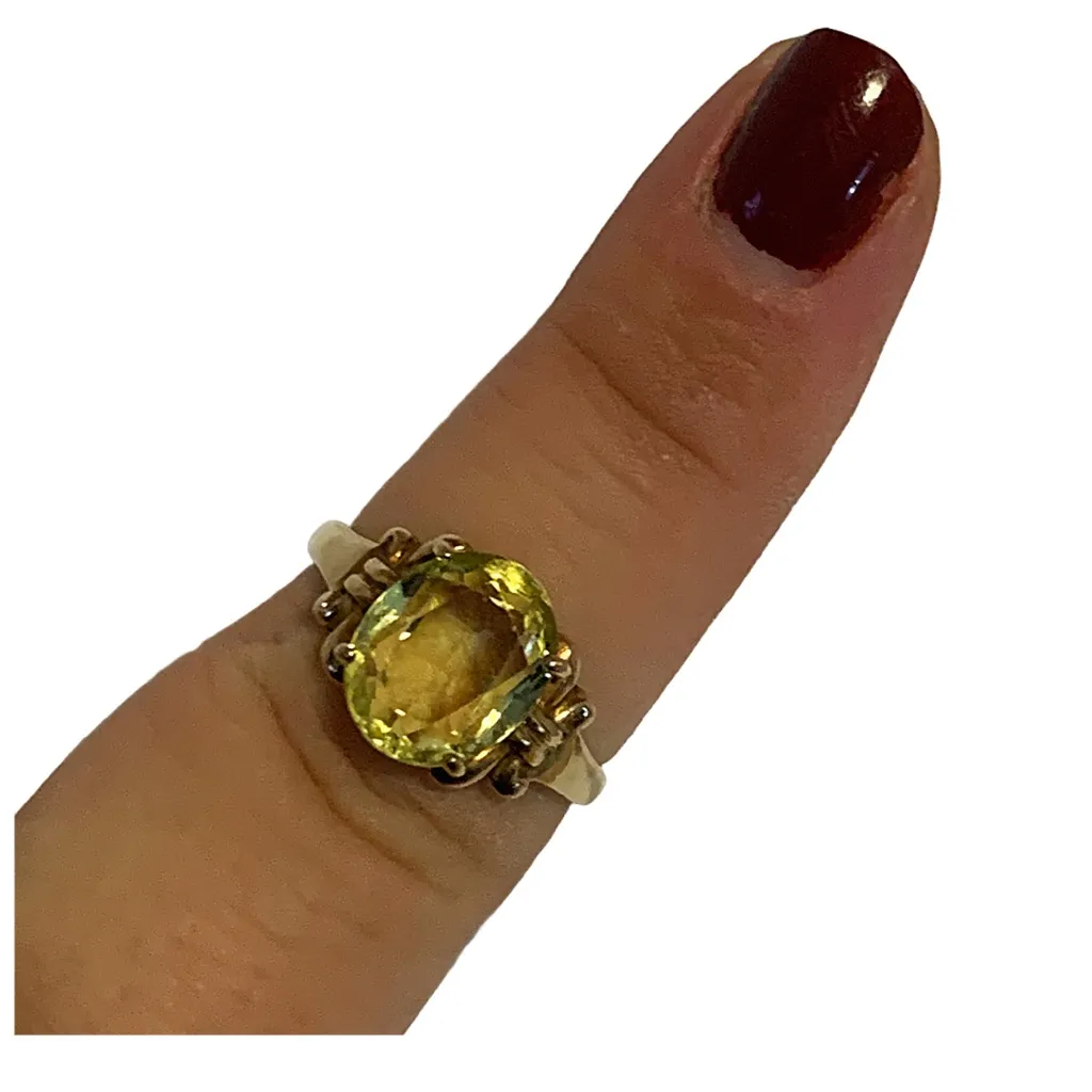 10K SOLID YELLOW GOLD OVAL CUT CITRINE RING (7) - Image 6