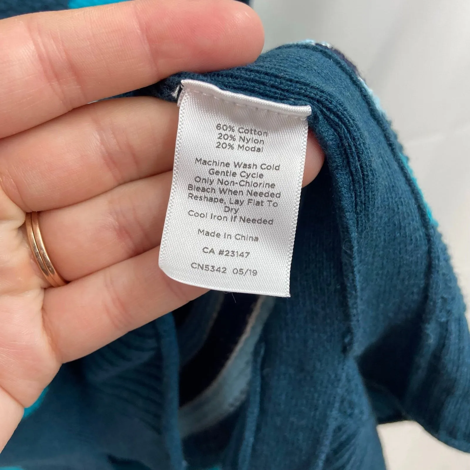 T by Talbots women's teal striped tunic lightweight loose knit boat neck sweater - Image 5