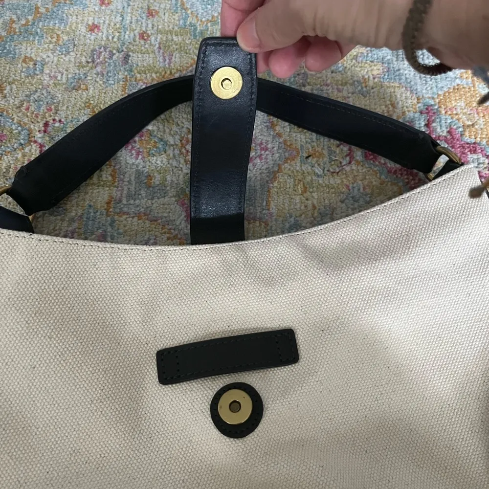 Adorable JCREW cream and black canvas/leather purse in excellent cond - Image 4