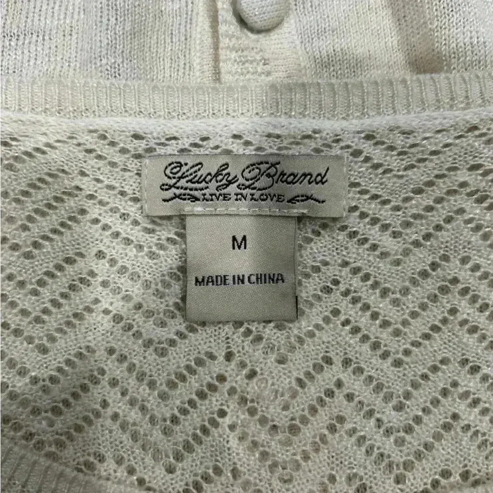 Lucky brand linen blend beige sweater in size medium - Image 4