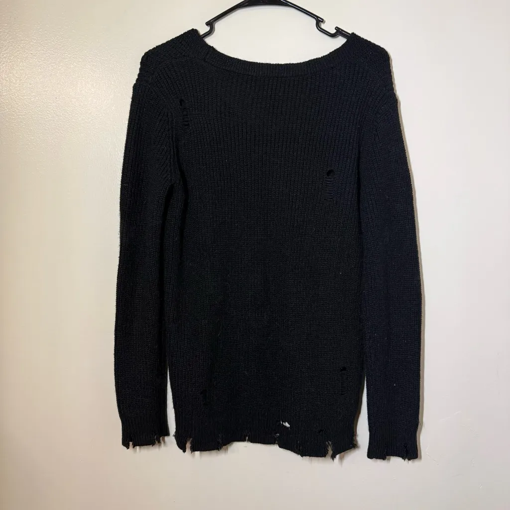 Ambiance Apparel Black Distressed V - Image 2