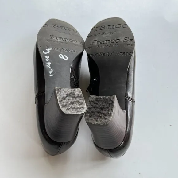 Franco Sarto Remo Heeled‎ Square Toe Brown Leather Zip Pumps Shoes Womens… - Image 9