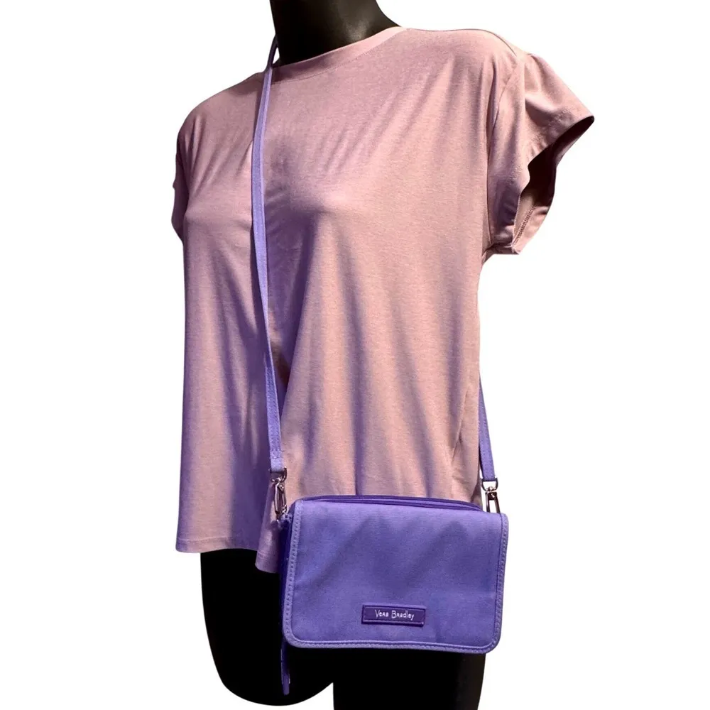 Vera Bradley Lighten Up RFID Wallet Purse Crossbody Periwinkle Blue. - Image 2