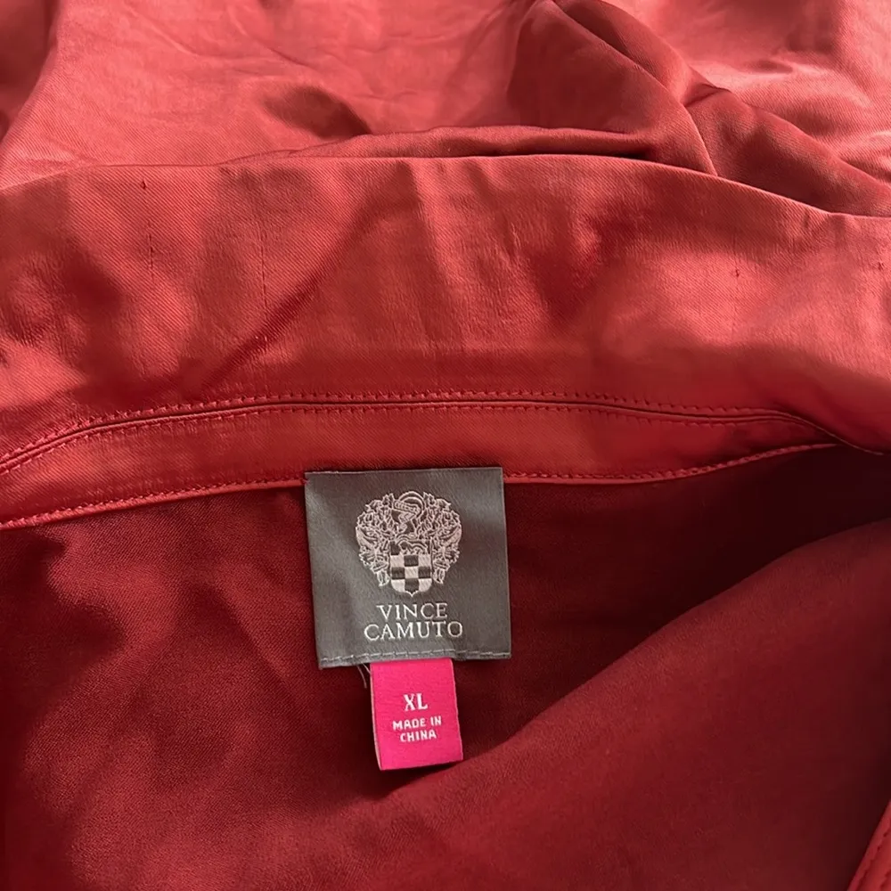 Vince Camuto Notch Collar Satin Vest, Sundown Chili Oil Size XL NEW w/Tag - Image 11