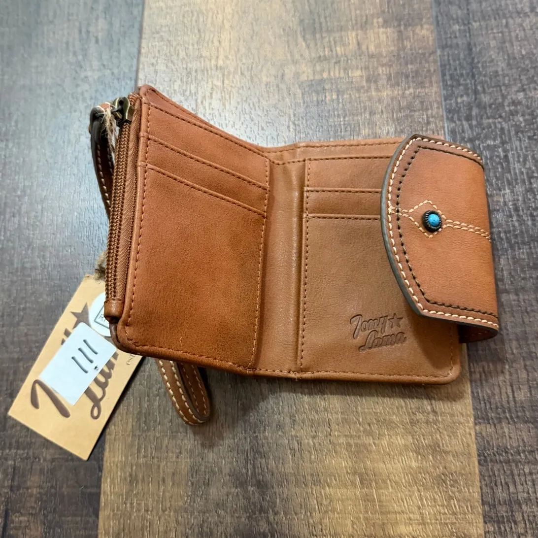 New Tony Lama Brown Leather Wristlet Wallet RFID Snap Closure Western Style - Image 3