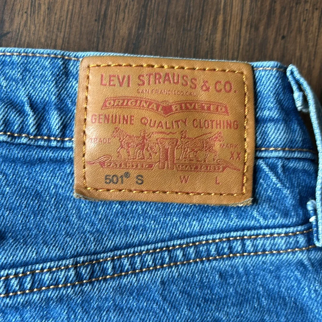 Levi's Blue Straight Jeans Timeless Style 501 Skinny Button Fly High Rise Sz 27 - Image 8