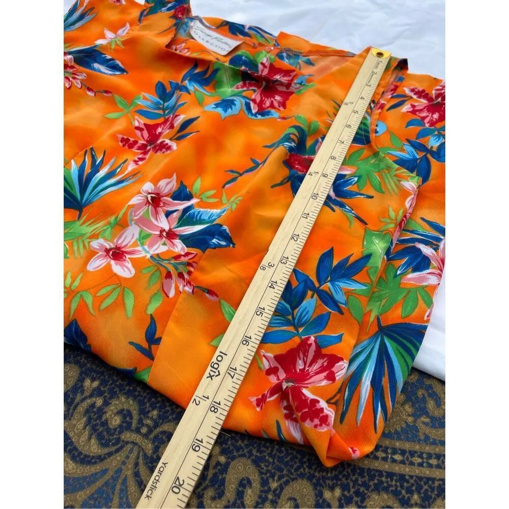Vintage Giorgio Fiorlini size M ( tag 11/12) tropical sheath dress beach vacay. Orange Size M - Image 7