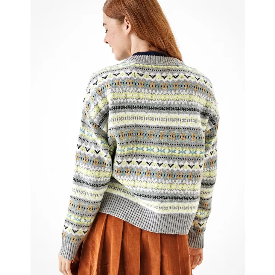 American Eagle Fair Isle Knit Sweater Size M Gray Multicolor Nordic Grandmacore Size M - Image 2